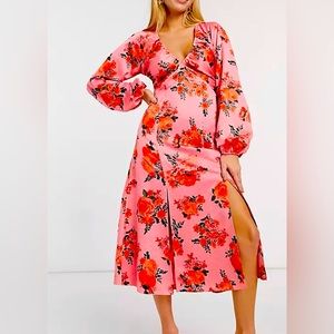 ASOS Floral Satin Midi sz 16